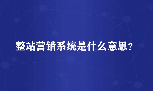 整站营销系统是什么意思？