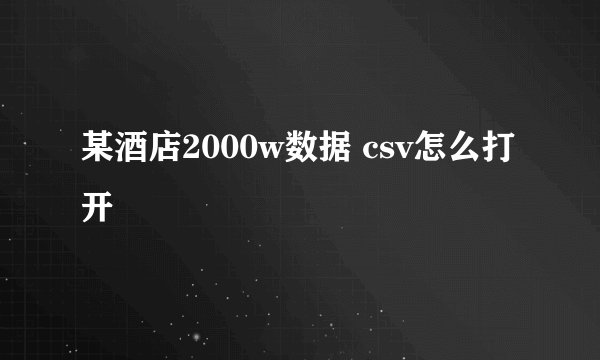 某酒店2000w数据 csv怎么打开