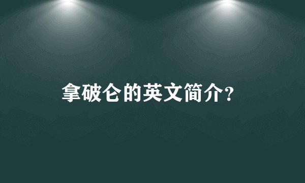 拿破仑的英文简介？
