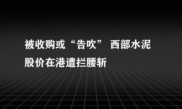 被收购或“告吹” 西部水泥股价在港遭拦腰斩