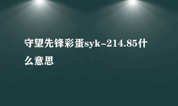 守望先锋彩蛋syk-214.85什么意思