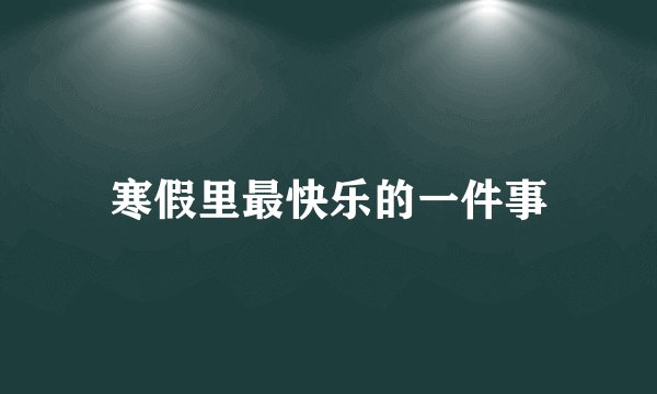 寒假里最快乐的一件事