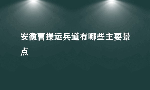 安徽曹操运兵道有哪些主要景点