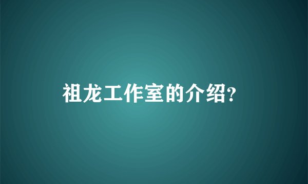 祖龙工作室的介绍？