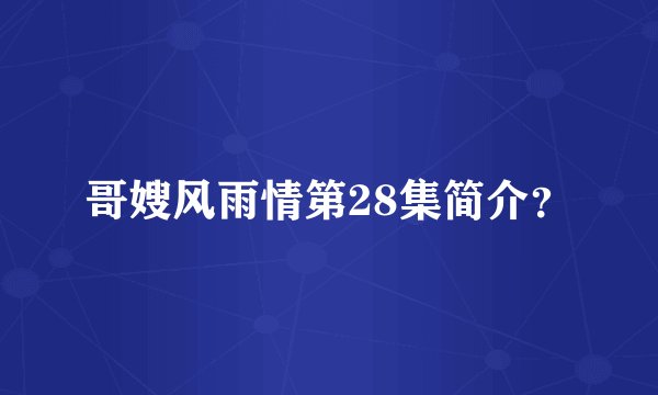哥嫂风雨情第28集简介？
