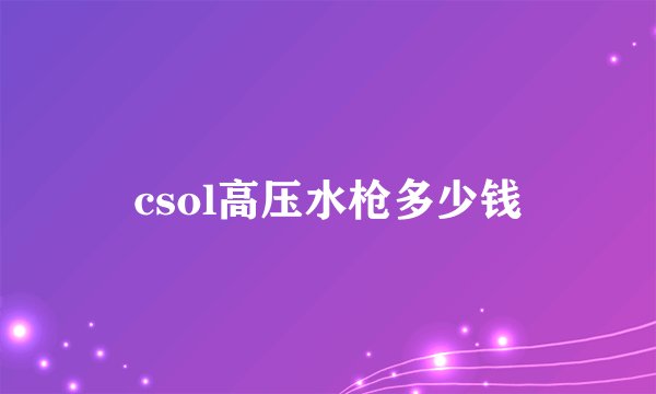 csol高压水枪多少钱