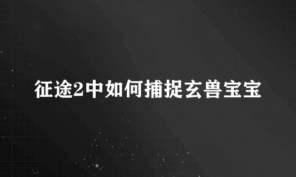 征途2中如何捕捉玄兽宝宝