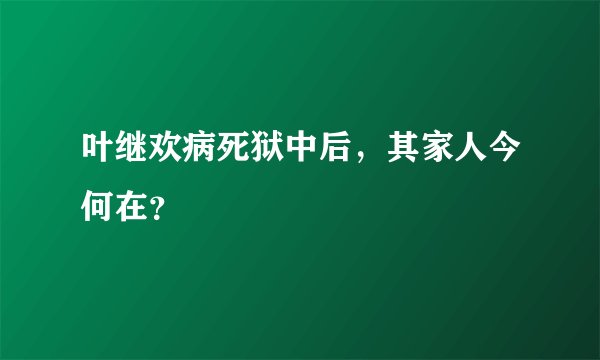 叶继欢病死狱中后，其家人今何在？