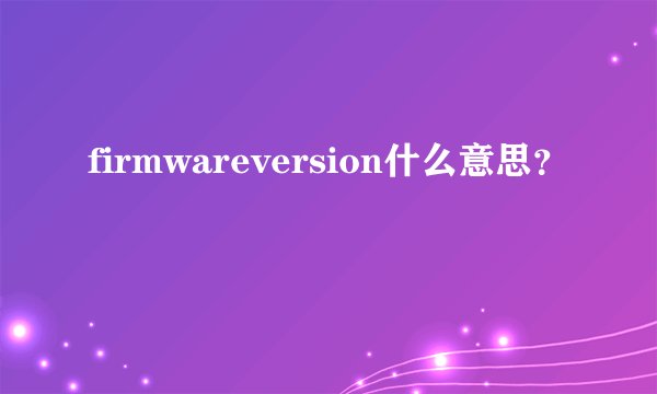 firmwareversion什么意思？