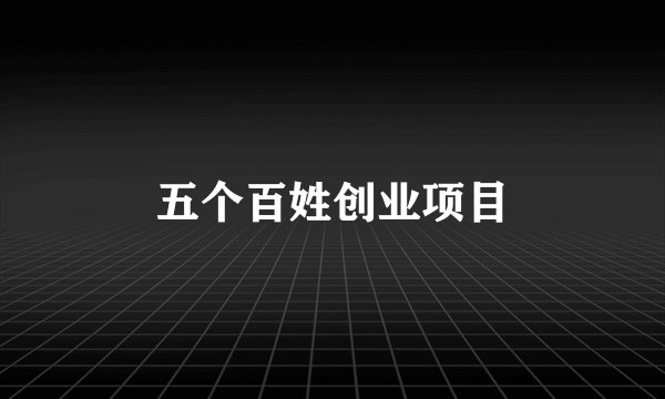 五个百姓创业项目