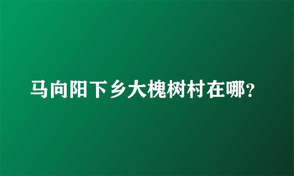 马向阳下乡大槐树村在哪？