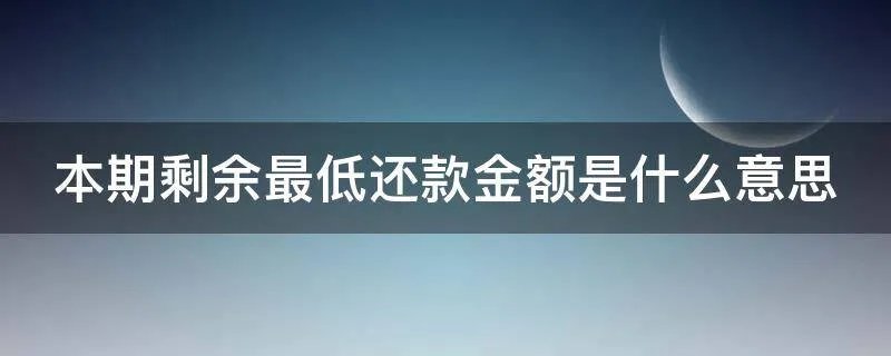 本期剩余最低还款金额是什么意思