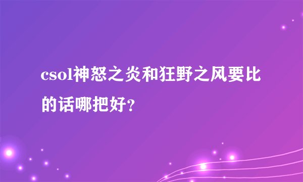 csol神怒之炎和狂野之风要比的话哪把好？