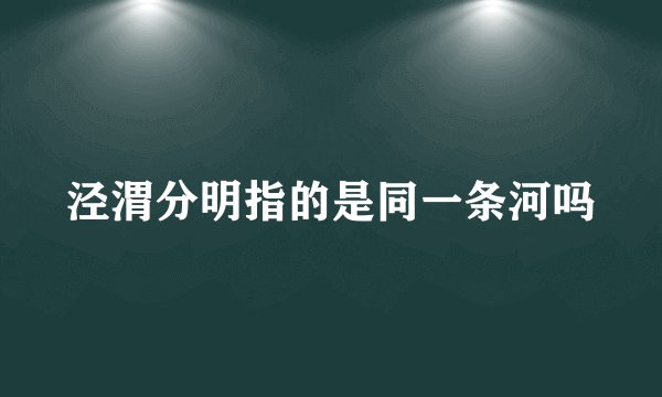 泾渭分明指的是同一条河吗