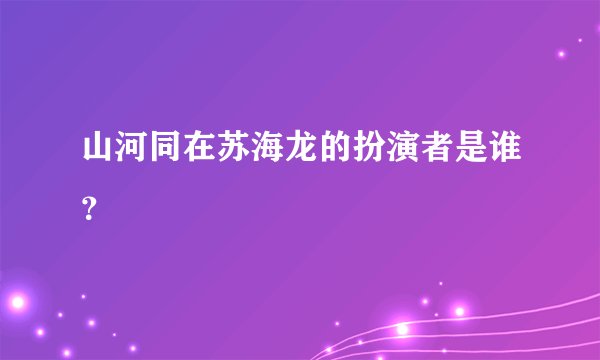 山河同在苏海龙的扮演者是谁？