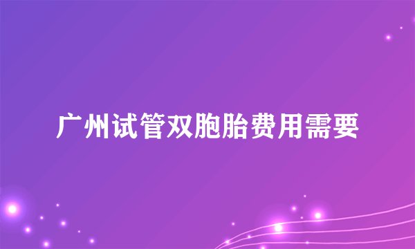 广州试管双胞胎费用需要