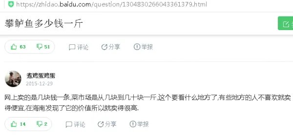 攀鲈鱼多少钱一斤？？？？？？？？？？