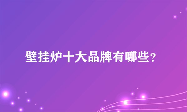 壁挂炉十大品牌有哪些？