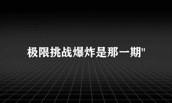 极限挑战爆炸是那一期