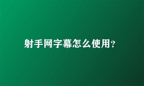 射手网字幕怎么使用?