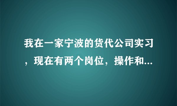 我在一家宁波的货代公司实习,现在有两个岗位,操作和财务,大家觉得那个比较好?