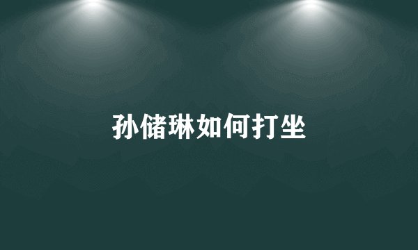 孙储琳如何打坐