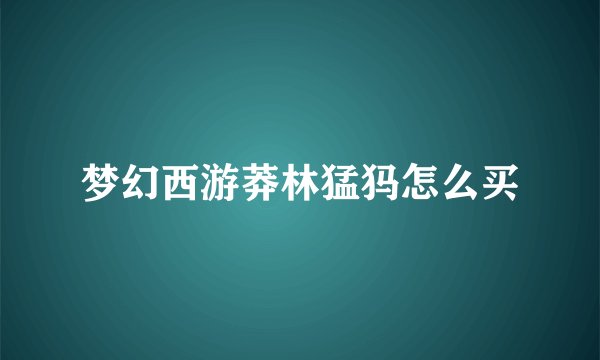 梦幻西游莽林猛犸怎么买