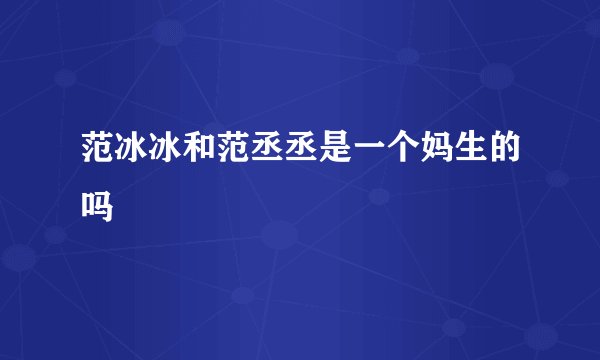 范冰冰和范丞丞是一个妈生的吗