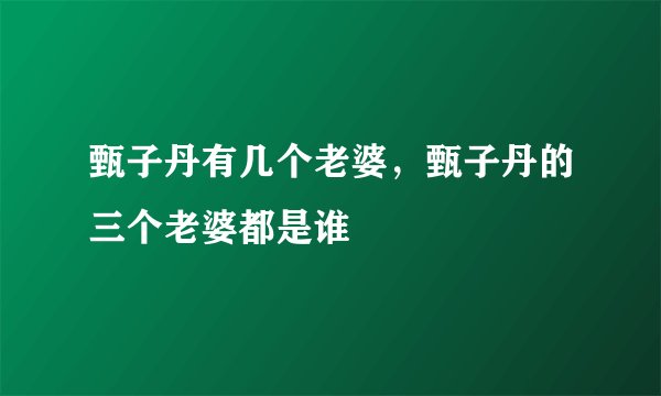 甄子丹有几个老婆，甄子丹的三个老婆都是谁
