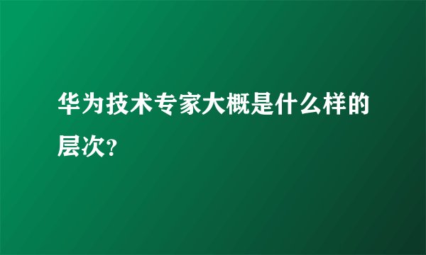 华为技术专家大概是什么样的层次？