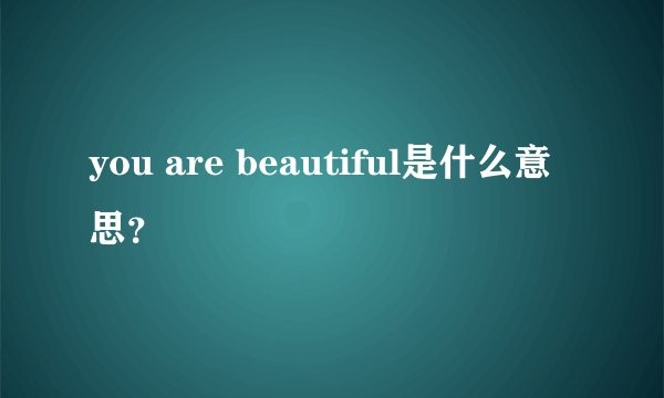 you are beautiful是什么意思?