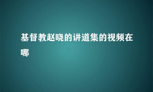 基督教赵晓的讲道集的视频在哪