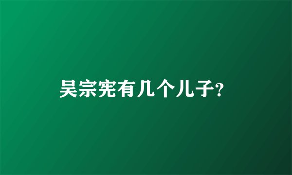 吴宗宪有几个儿子?