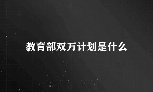 教育部双万计划是什么