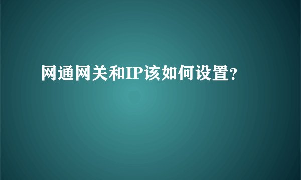 网通网关和IP该如何设置？