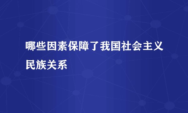 哪些因素保障了我国社会主义民族关系