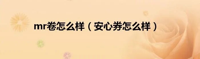 mr卷怎么样（安心券怎么样）