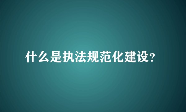 什么是执法规范化建设？