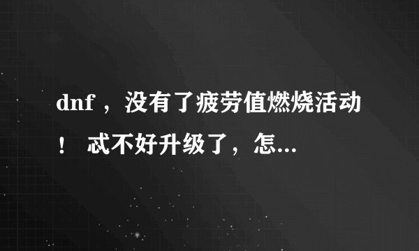 dnf ，没有了疲劳值燃烧活动！ 忒不好升级了，怎么才能 快速的升级！求大神解答！ 40以后