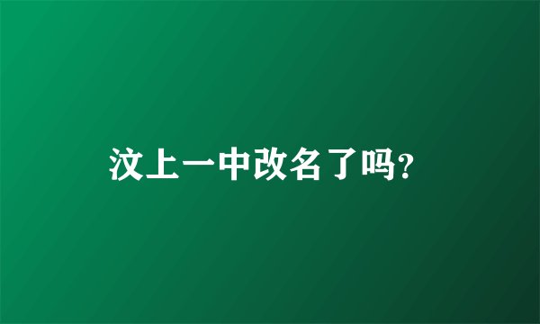汶上一中改名了吗？