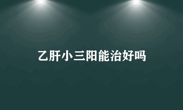 乙肝小三阳能治好吗