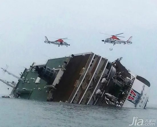 韩国客轮沉没 事故现场及内部照片曝光
