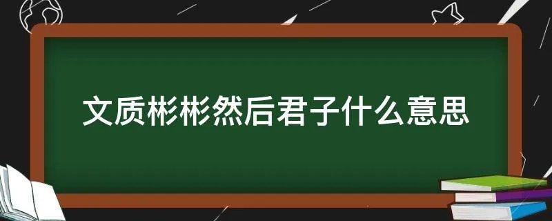 文质彬彬然后君子什么意思