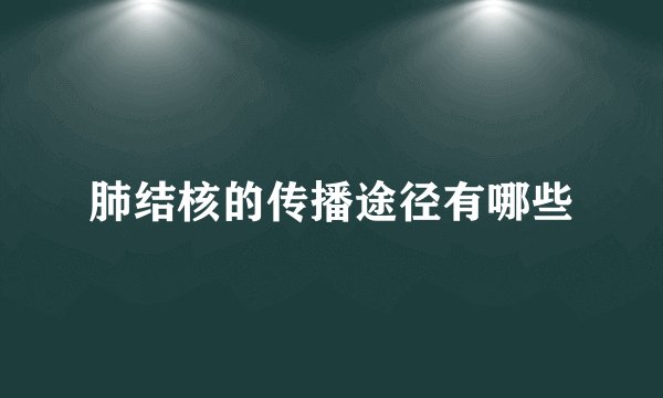 肺结核的传播途径有哪些