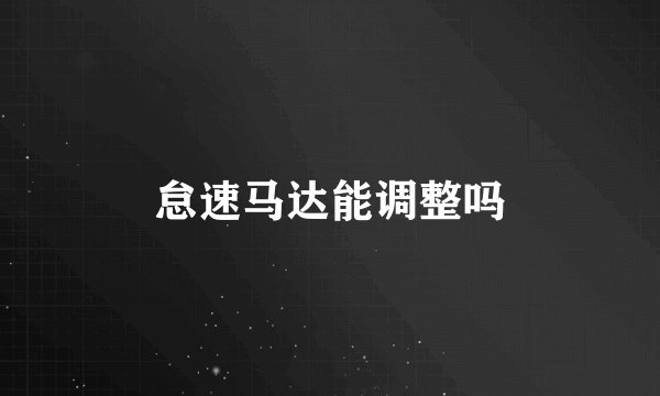 怠速马达能调整吗
