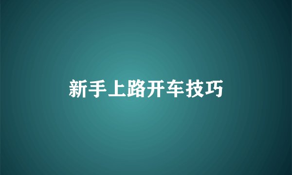 新手上路开车技巧