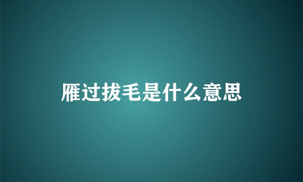 雁过拔毛是什么意思