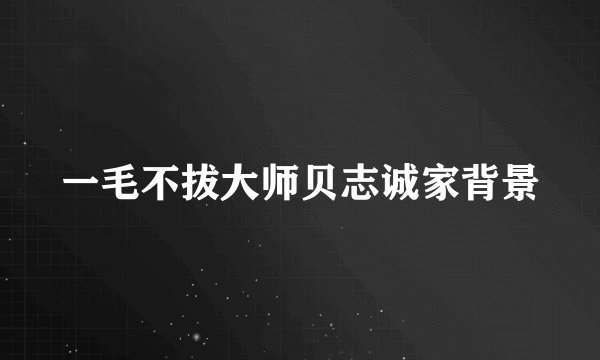 一毛不拔大师贝志诚家背景