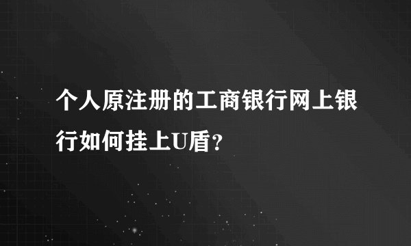 个人原注册的工商银行网上银行如何挂上U盾？