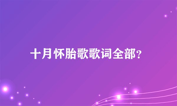十月怀胎歌歌词全部？